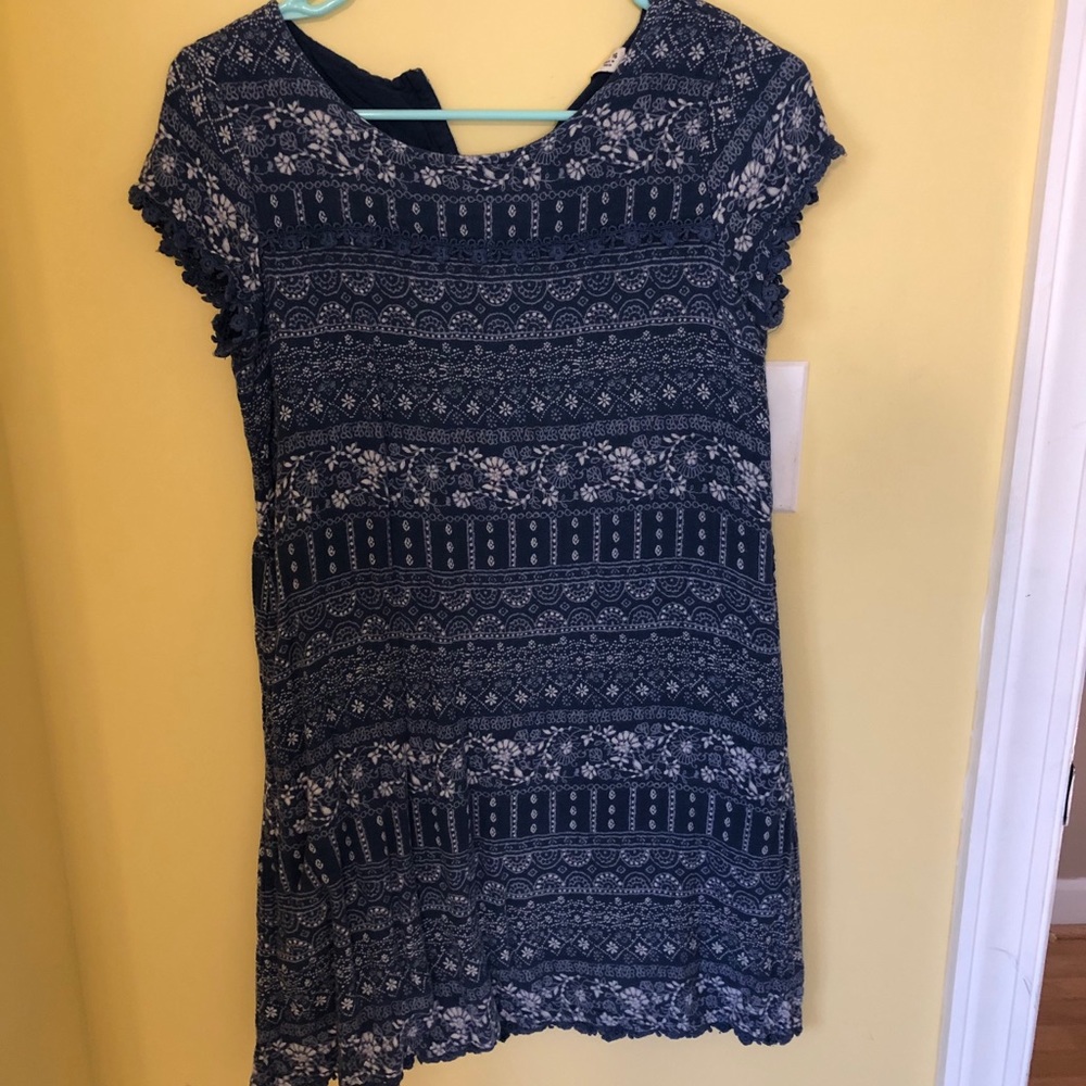 navy blue and white shift dress kids size 14